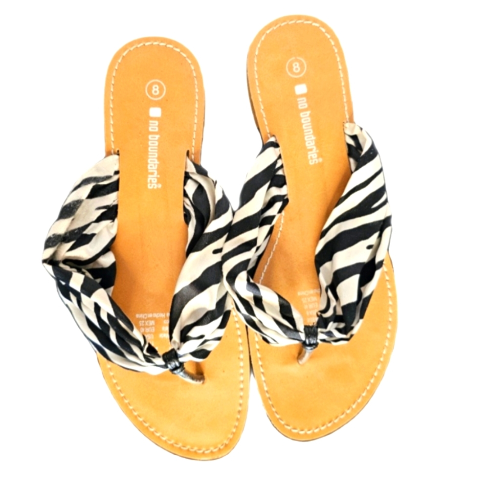 Zebra print flip flop slip on sandal size 8 No Boundries